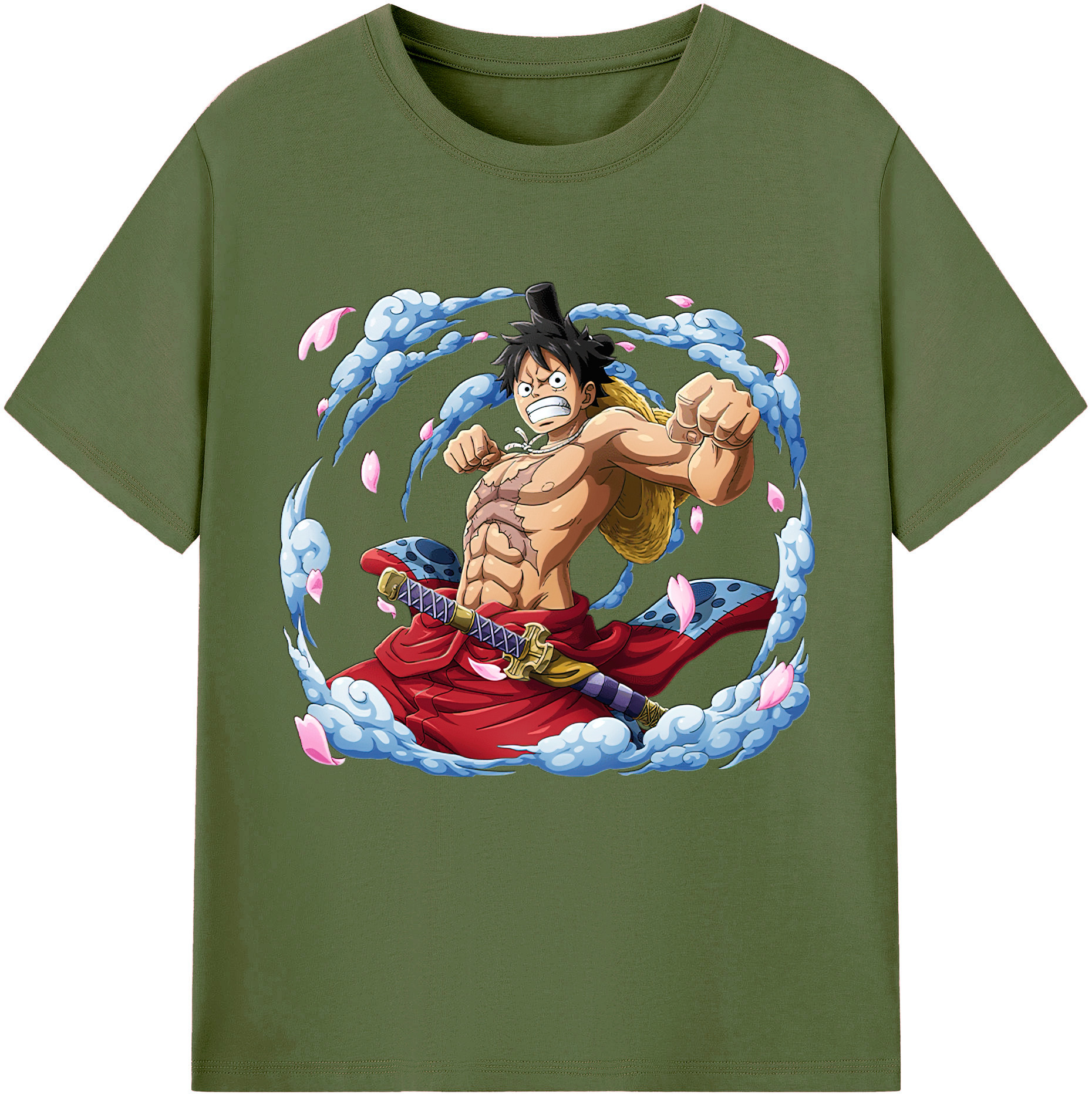 ワンピース モンキー・D・ルフィ ONE PIECE Monkey D. Luffy 綿100％半袖Tシャツ（フロントプリント）
